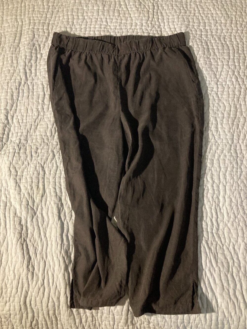 Eileen Fisher black tencel blend cropped pull-on pants size M